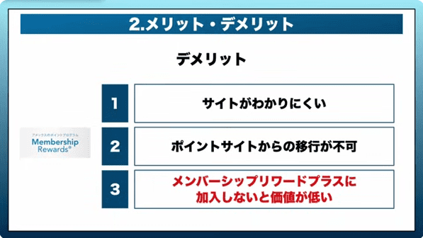 アメックスのメンバーシップリワードのデメリット③メンバーシップリワードプラスに加入しないと価値が低い