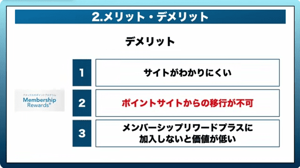 アメックスのメンバーシップリワードのデメリット②ポイントサイトからの移行が不可